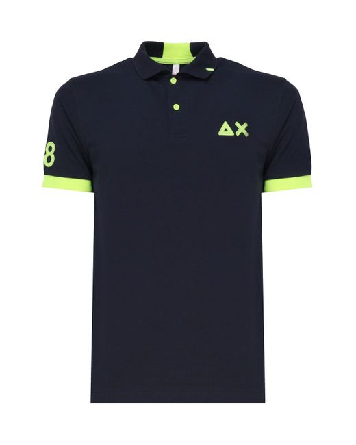 Sun 68 Blue Polo T-Shirt With Front Logo for men