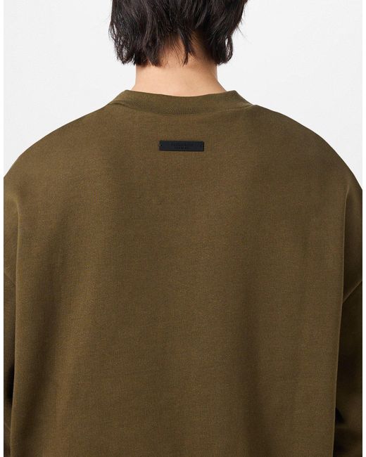 Fear Of God Green Essentials Logo Crewneck Sweatshirt Clothing Knitwear for men