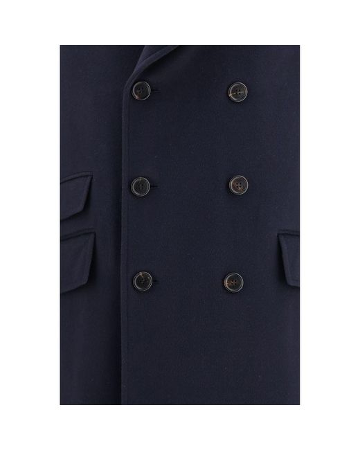 Brunello Cucinelli Blue Wool Oves Aries Coat for men