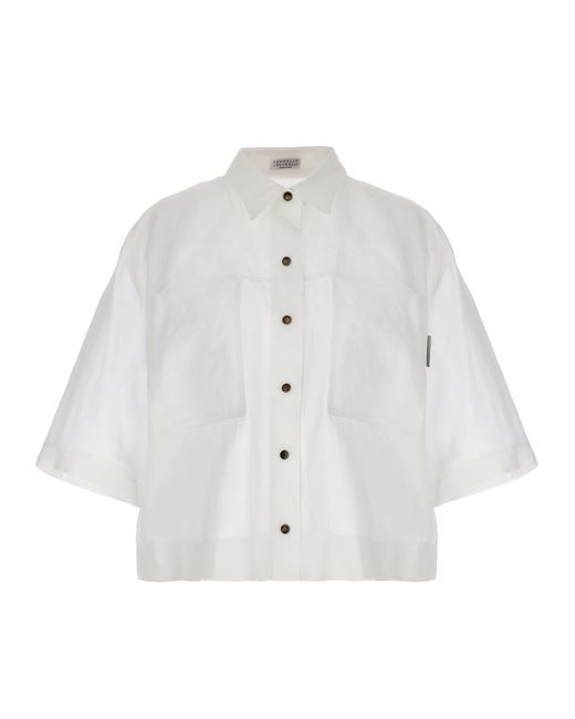 Brunello Cucinelli White Semi-Sheer Shirt