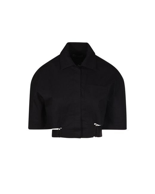 Jacquemus Black Cut Out Detailed Cropped Shirt