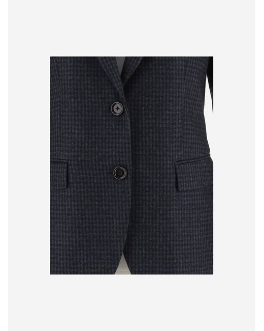 Lardini Black Wool-Blend Check Pattern Jacket