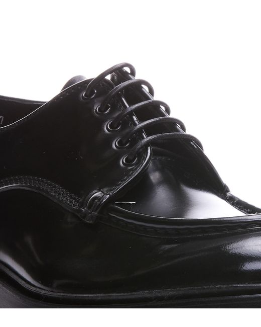 Santoni Black Derby Lace Up Shoes for men