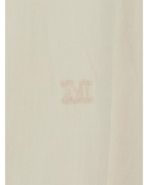 Max Mara White Long-Sleeved Linen Shirt Blouses