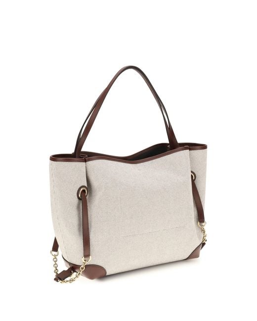 Chloé White Clover Tote Bag Canvas Cotton Shoulder