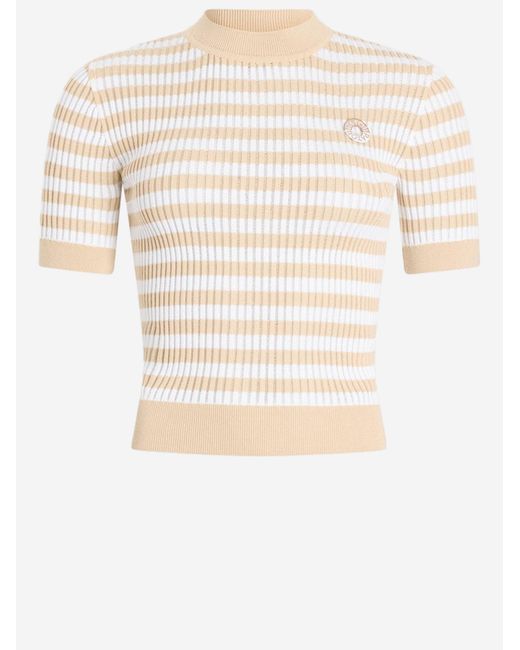 Patou Natural Cotton Sweater With Striped Pattern