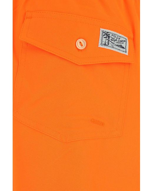 Polo Ralph Lauren Orange Fluo Stretch Polyester Swimming Shorts for men