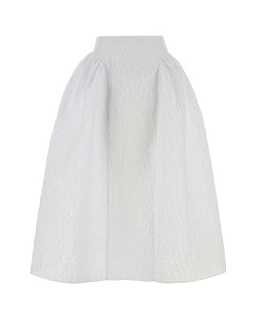 CECILIE BAHNSEN White Fabiola Skirt Margueritte Cloqué