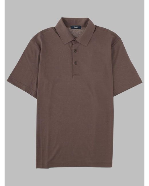 Herno Brown Polo Shirt Cotton for men