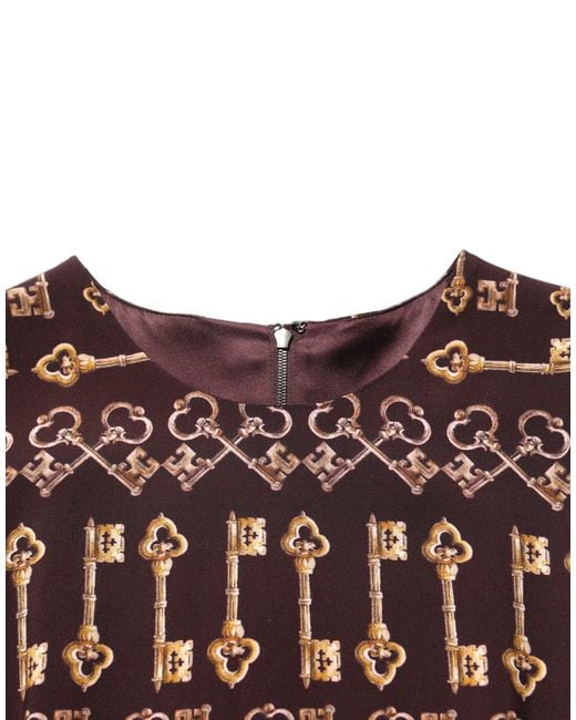 Dolce & Gabbana Brown Keys Fitted Sheath Knee Length Dress