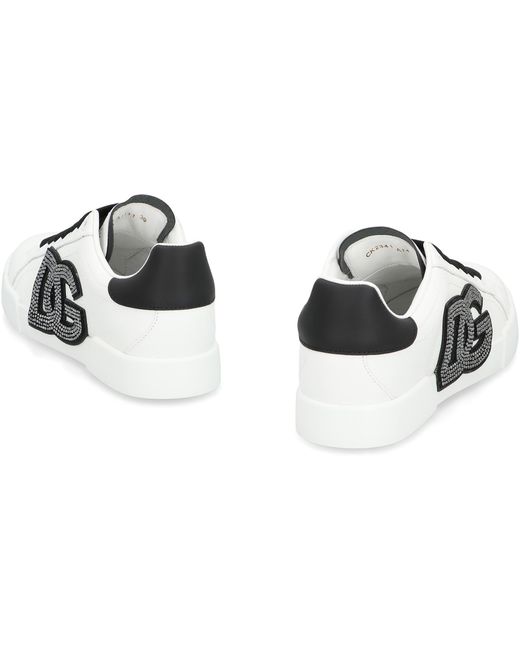 Dolce & Gabbana White Portofino Leather Sneakers Calf Trainers