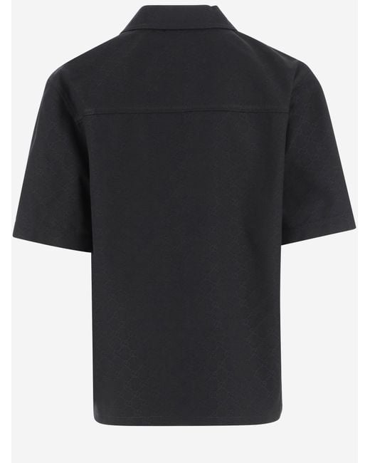 Gucci Black Gg Bowling Shirt Cotton for men