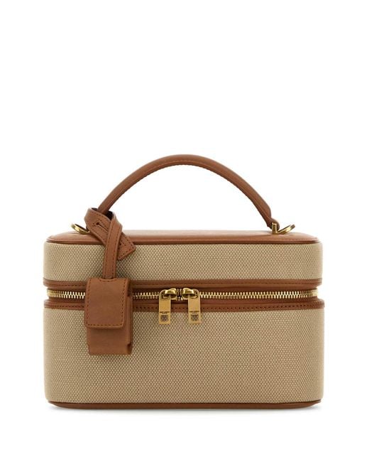 Saint Laurent Brown Cappuccino Canvas Vanity Handbag