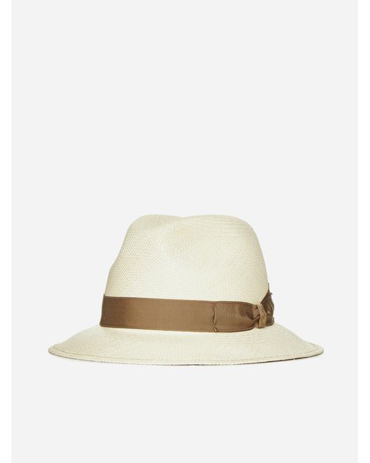 Borsalino White Quito Mid Brim Panama Hat for men