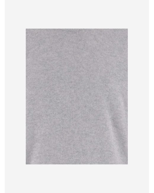 Bottega Veneta Gray Cashmere Sweater With Leather Detail for men