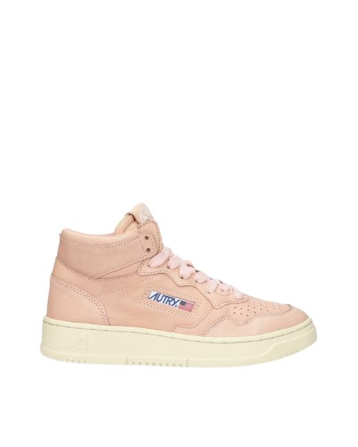Autry Pink Medalist 01 Mid Sneakers