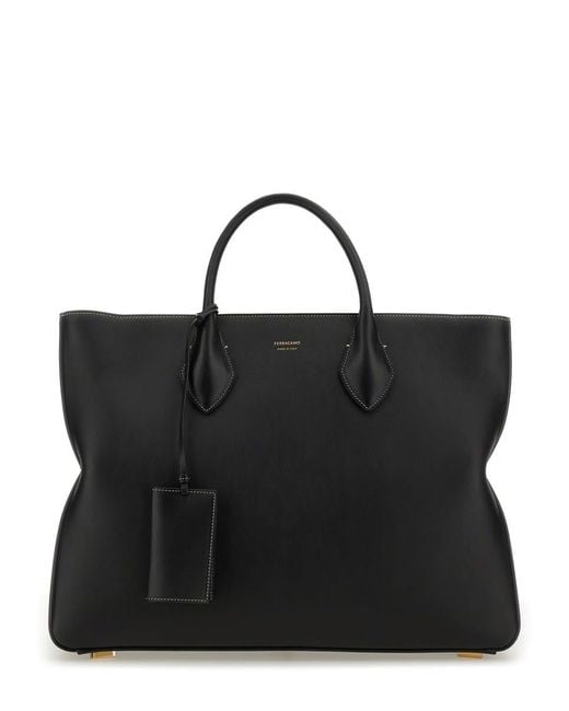 Ferragamo Black Star-Shaped Tote Bag Large for men
