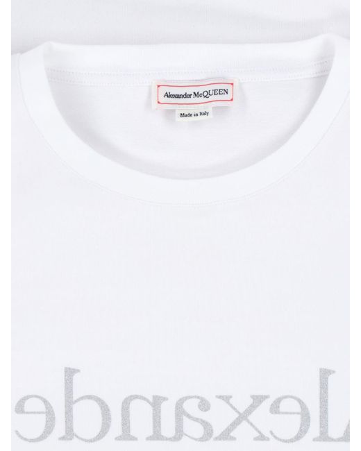 Alexander McQueen White Logo Riflesso T-Shirt for men