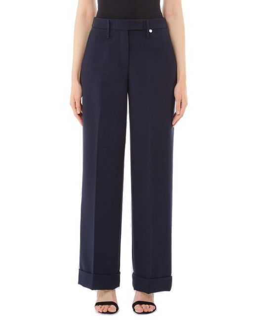 Liu Jo Blue Turn-Up Crepe Trousers
