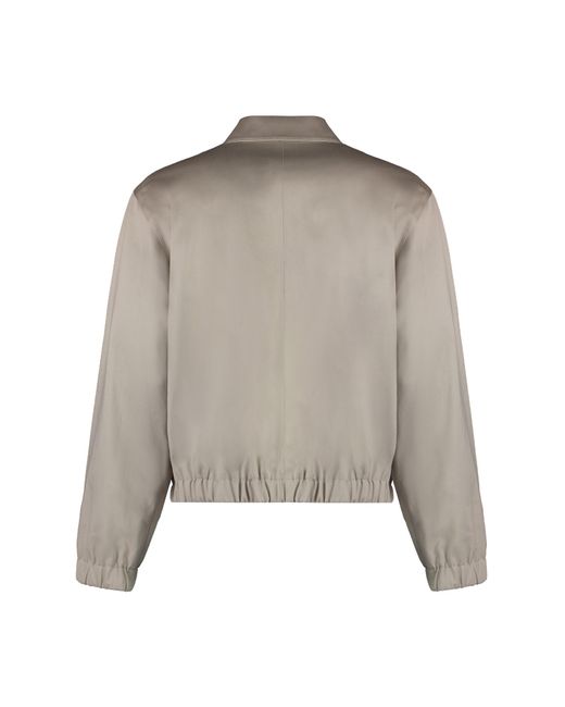 AMI Brown Ami Paris Zippered Cotton Jacket for men