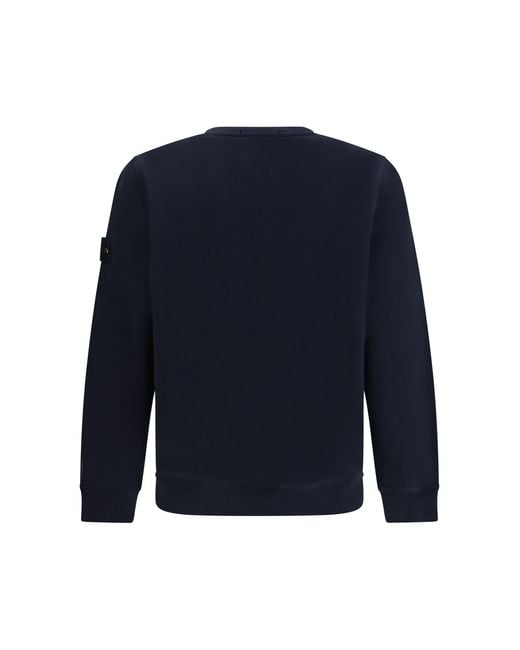 Stone Island Blue Crewneck Cotton Sweatshirt for men