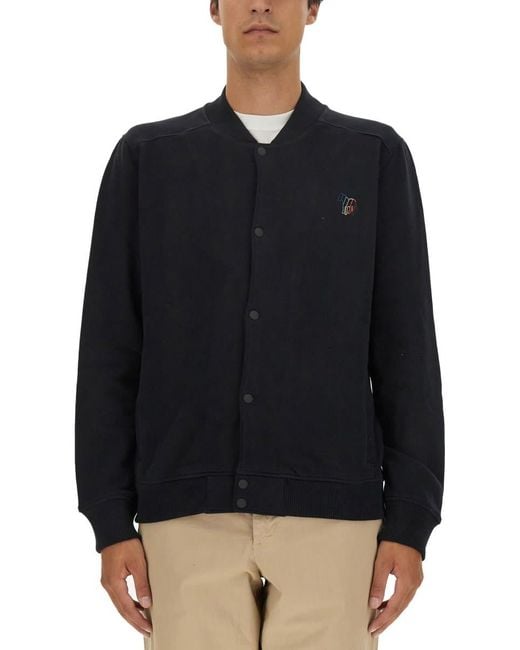 PS by Paul Smith Black Bomber Jacket With Logo Embroidery for men
