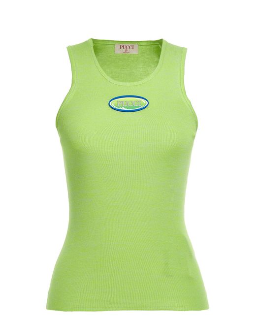 Emilio Pucci Green Surf Tank Top Tops