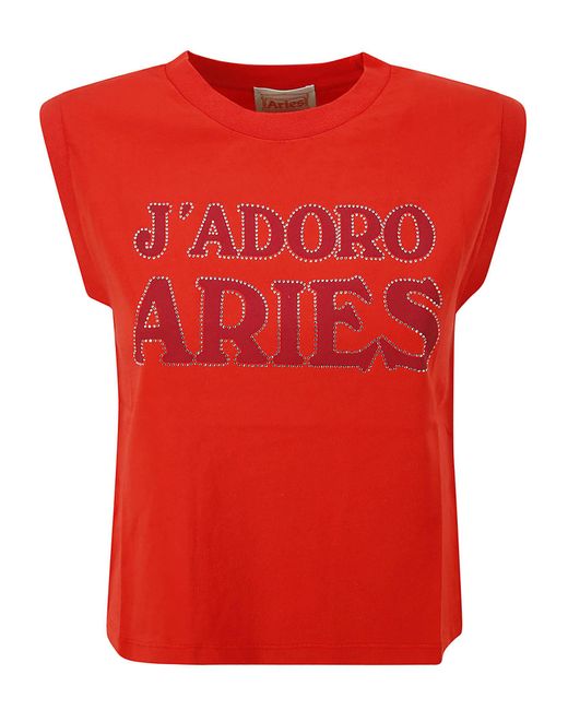 Aries Red Jadoro Diamante Shrunken Vest