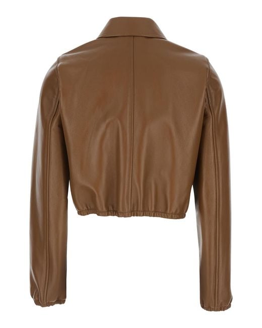 Gucci Brown Jacket Cropped Leather Lamb Coat