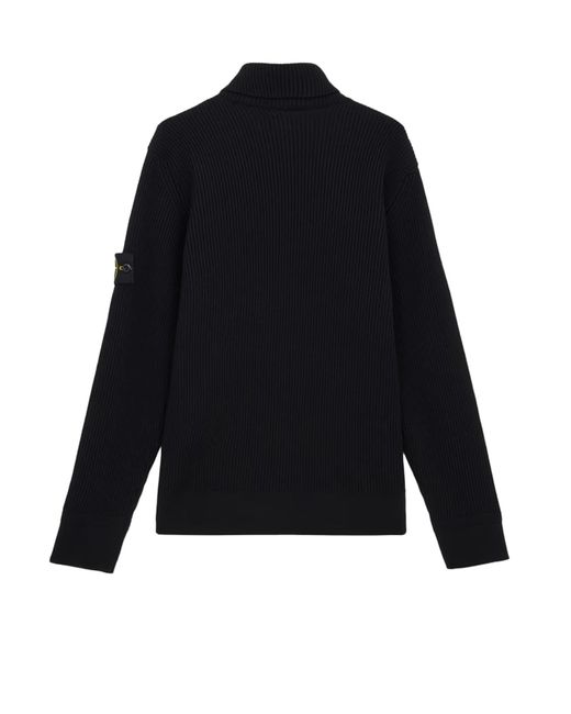 Stone Island Blue Certified Virgin Wool Turtleneck Sweater for men