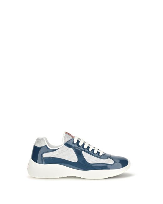 Prada Blue Americas Cup Sneakers Patent Leather And Technical Fabric for men