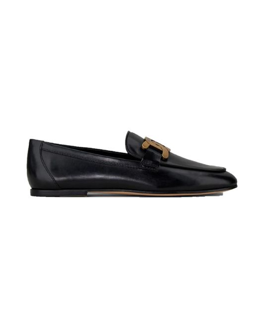 Tod's Black Cuoio Leg.79A Catena Anello Met. Calf Leather Shoe