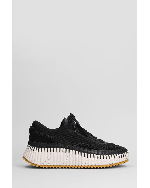 Chloé Black Textured Lace-Up Sneakers