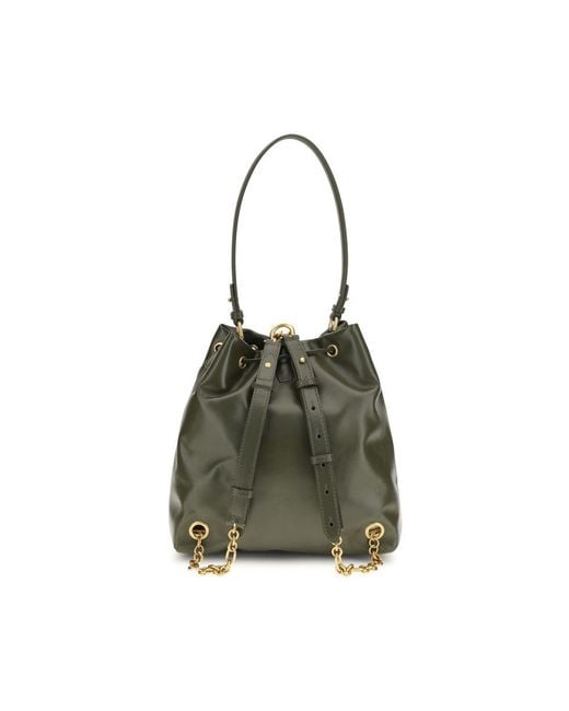 Balmain Green Bicolor Calf Leather Bos Taurus Backpack
