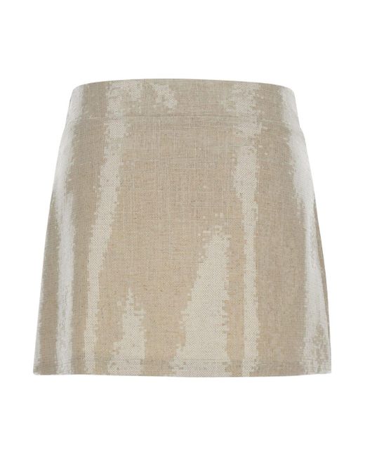 FEDERICA TOSI Natural Biege Mini Skirt With Sequins