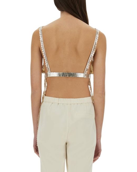 Tシャツ・カットソー RABANNE LAMINATED PLEATED SATIN TOP Rabanne Laminated Pleated Satin Top in Natural | Lyst