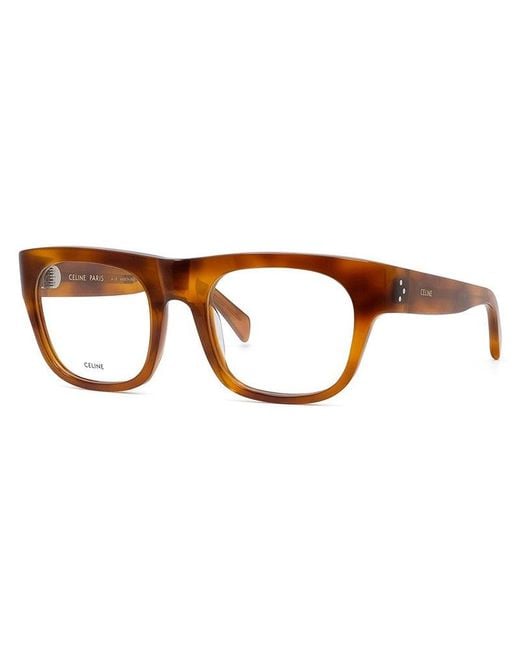 Céline Brown Eyeglasses Square Full Rim, Light Havana Frame And Clear Demo Lenses Lens Cl50033I053 for men