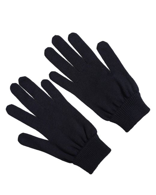 Dolce & Gabbana Blue Dark Cashmere Knitted Winter Gloves for men