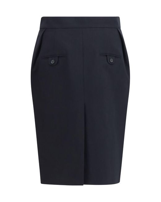 Magda Butrym Blue Pleated Midi Skirt Cotton
