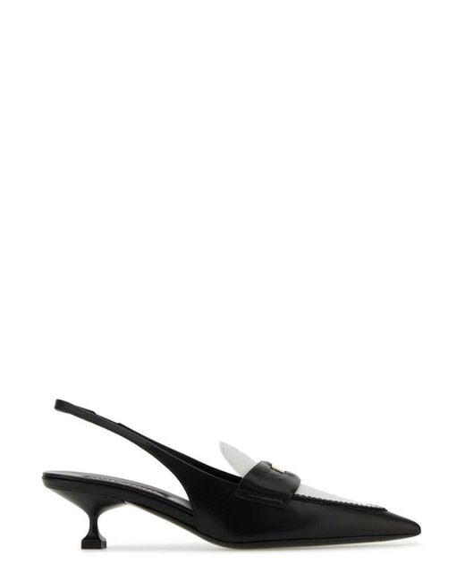 Miu Miu Black Leather Slingback Pumps