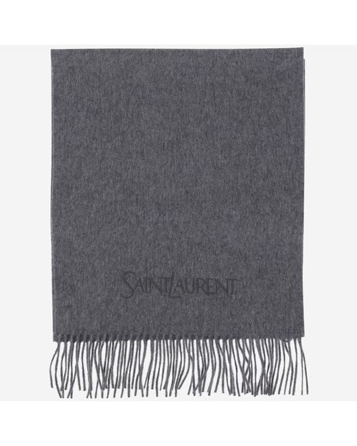 Saint Laurent Gray Cashmere Jacquard Scarf for men