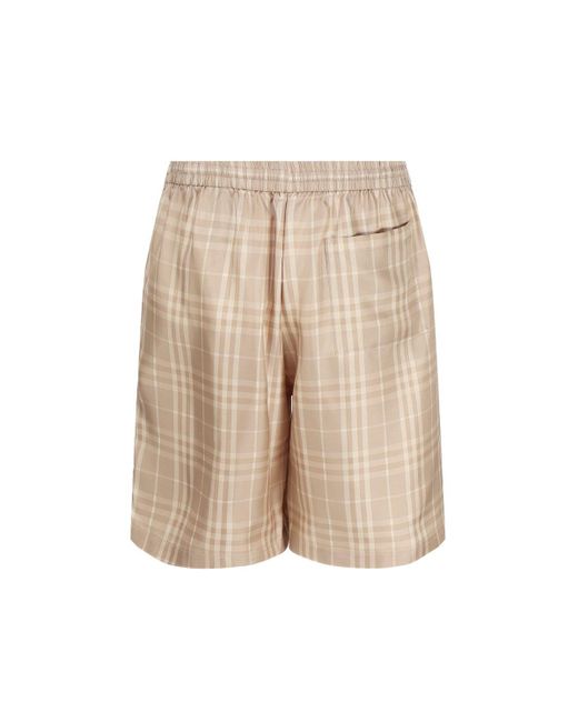 Burberry Natural Bermuda Shorts In Silk Twill for men
