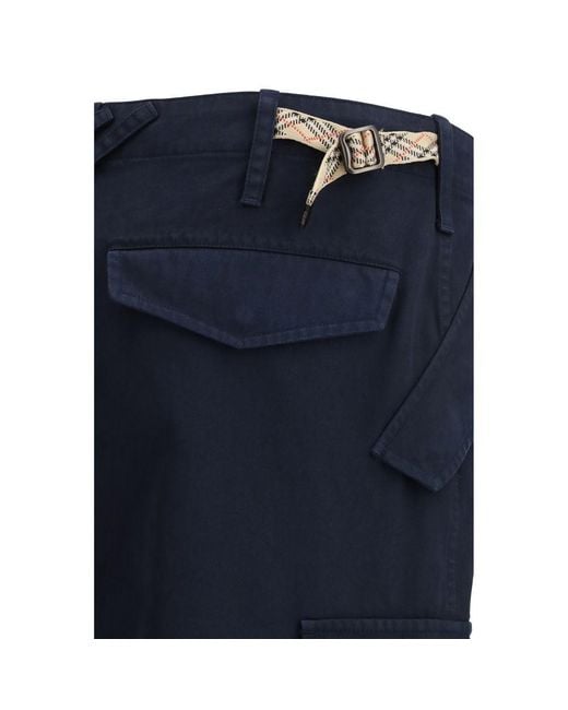 Burberry Blue Cotton Cargo Pants for men