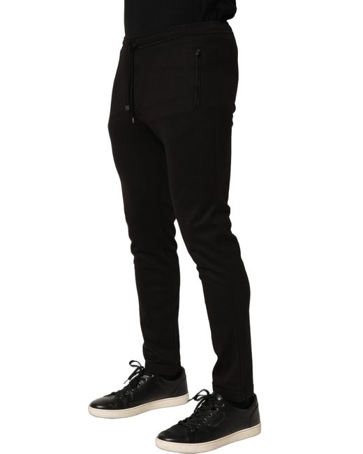 Dolce & Gabbana Black Wool Jogger Sweatpants Trouser Pants Elastane Nylon Virgin for men