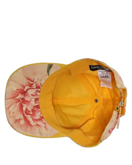 Dolce & Gabbana Orange Cotton Floral Baseball Capello Hat for men