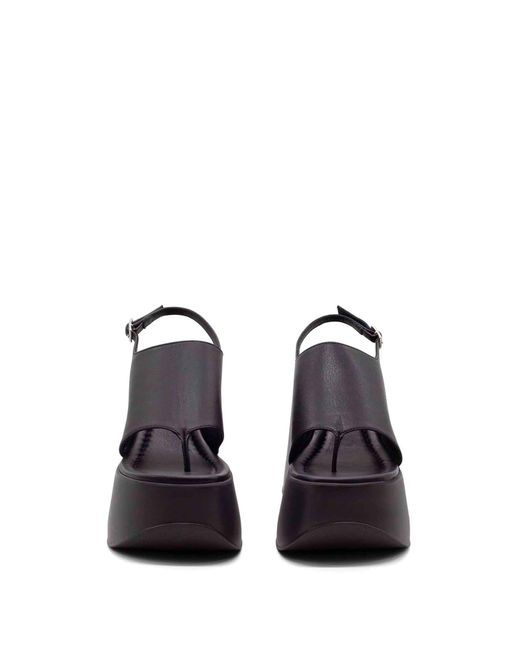 Vic Matié Black Leather Flip-Flops With Wedge