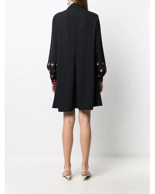 Valentino Black Sequin-Detail Long-Sleeve Dress