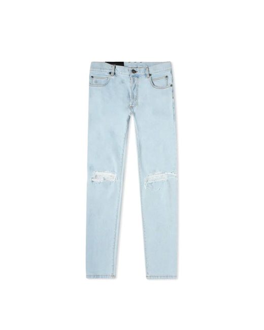 Balmain Blue Distressed Skinny Jeans for men