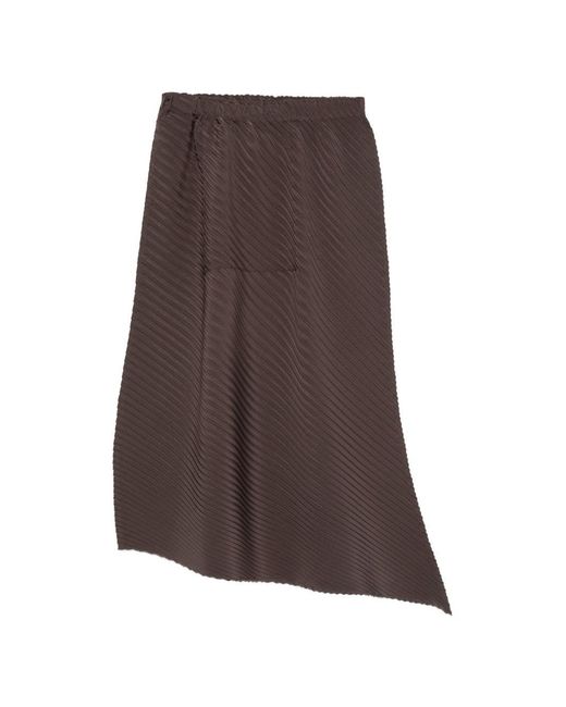 Issey Miyake Brown Asymmetric Midi Skirt