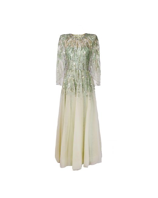 Jenny Packham Multicolor Embellished Tulle Dolores Gown